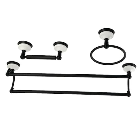 Kingston Brass BAK111348MB Victorian 3-Piece Bathroom Accessory Set, Matte Black BAK111348MB